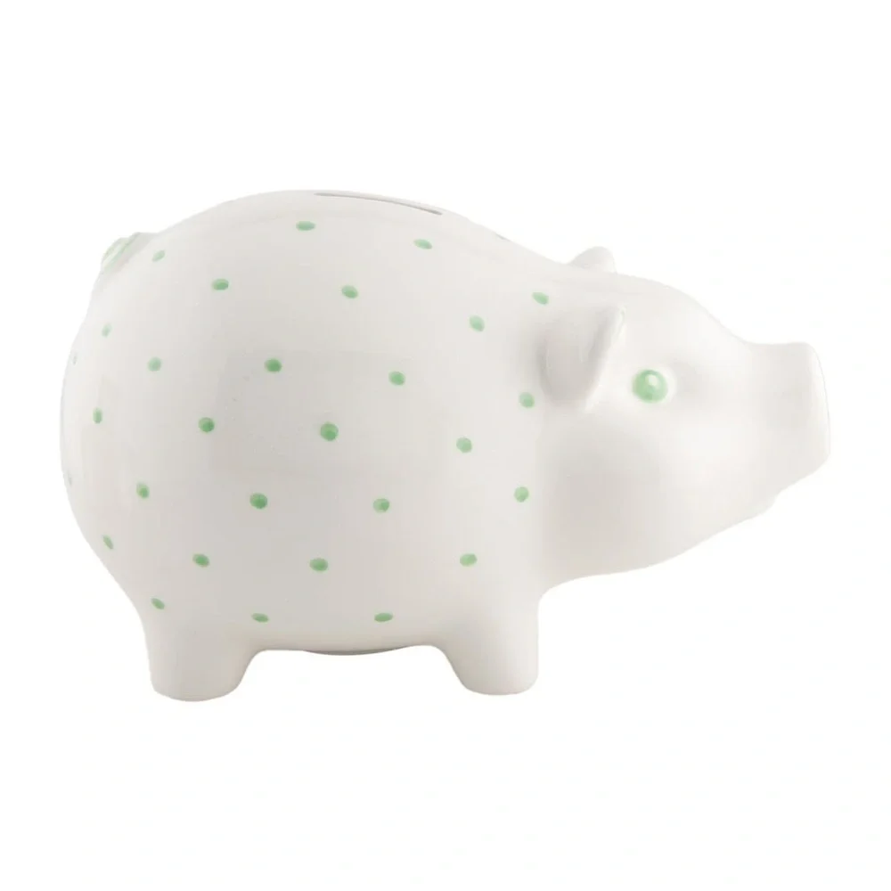 White and Green Polka Dot Fish Bank